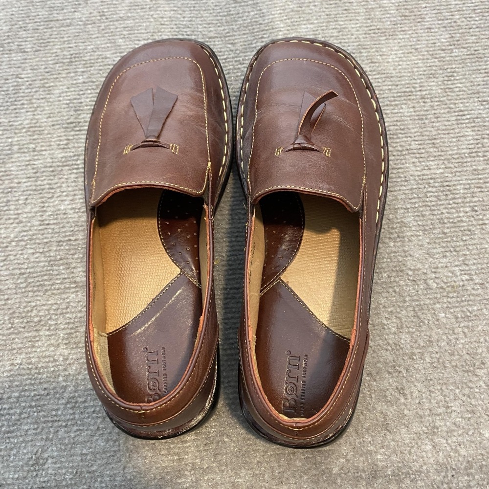 Born Shoes Womens Size 9.5 Brown Leather Tassel Loafers Slip On Casual B-6203 - Picture 6 of 9